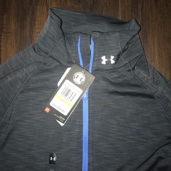 Grey and blue fitted Under Armour women’s 3/4 zip - Picture 3 of 4